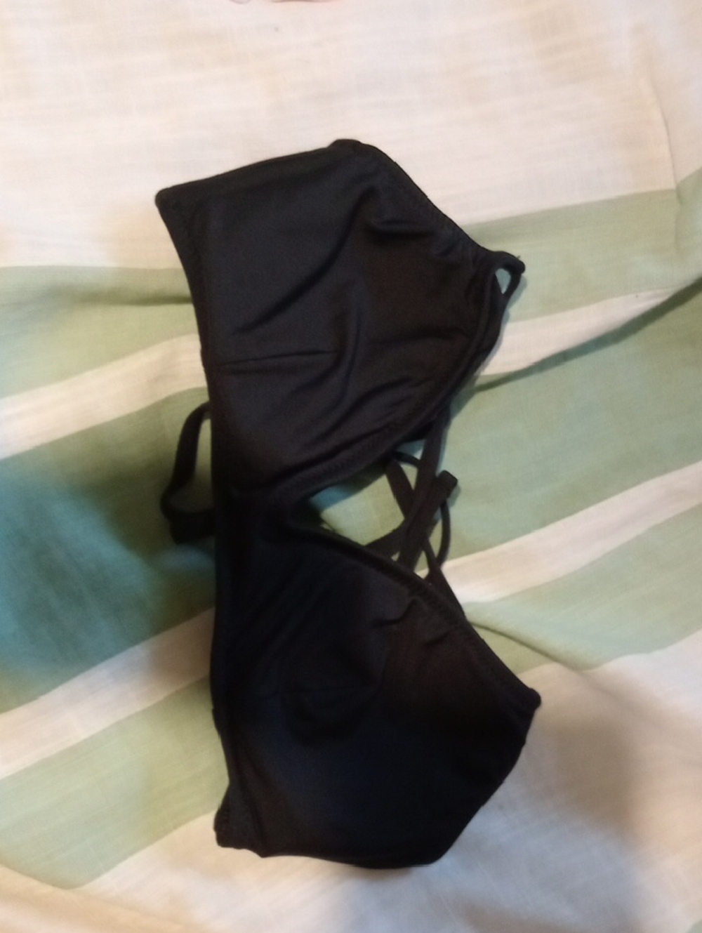 J. Crew Black Padded Bikini Top with Thin Straps